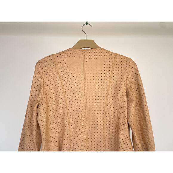 J'ENVIE New York Tan Perforated Leather Open Tied Jacket Sz L Avant Garde - Picture 5 of 9